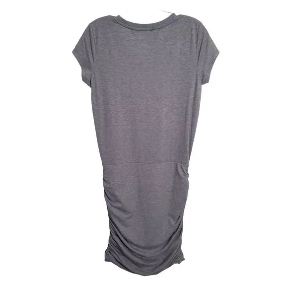 Athleta Size S Dress T-shirt Side Ruched Jersey Knit Athleisure Heathered Gray - Picture 3 of 12